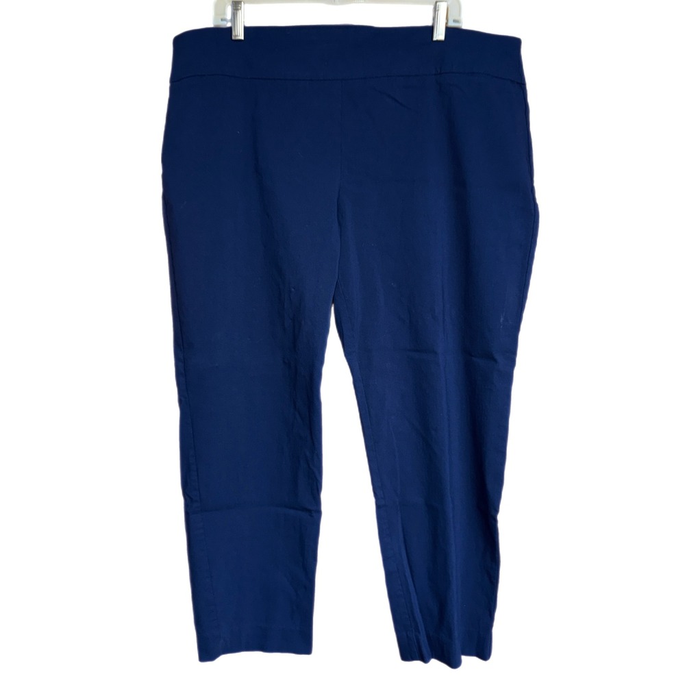 Crown & Ivy Curvy Navy Blue Pull On Ankle Pants Womens 20W Stretch Slim Leg